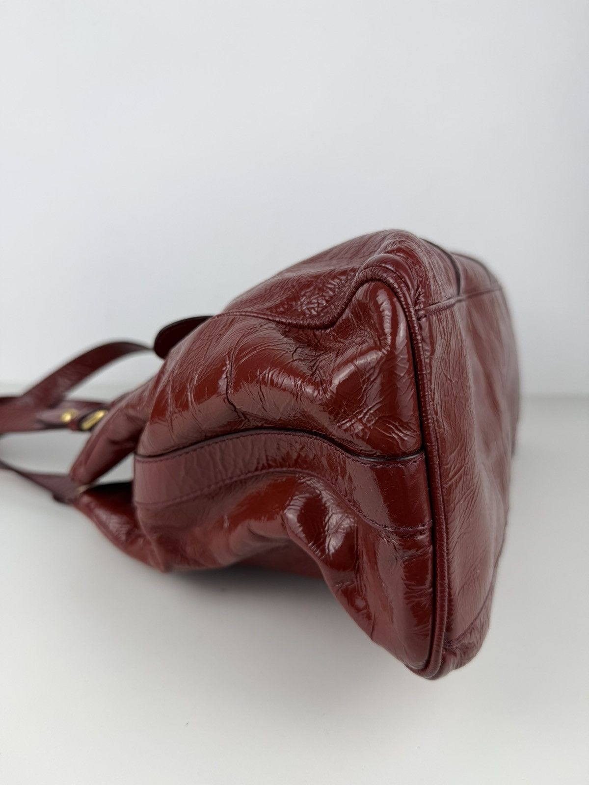 Fendi crinkled patent leather de jour handbag large