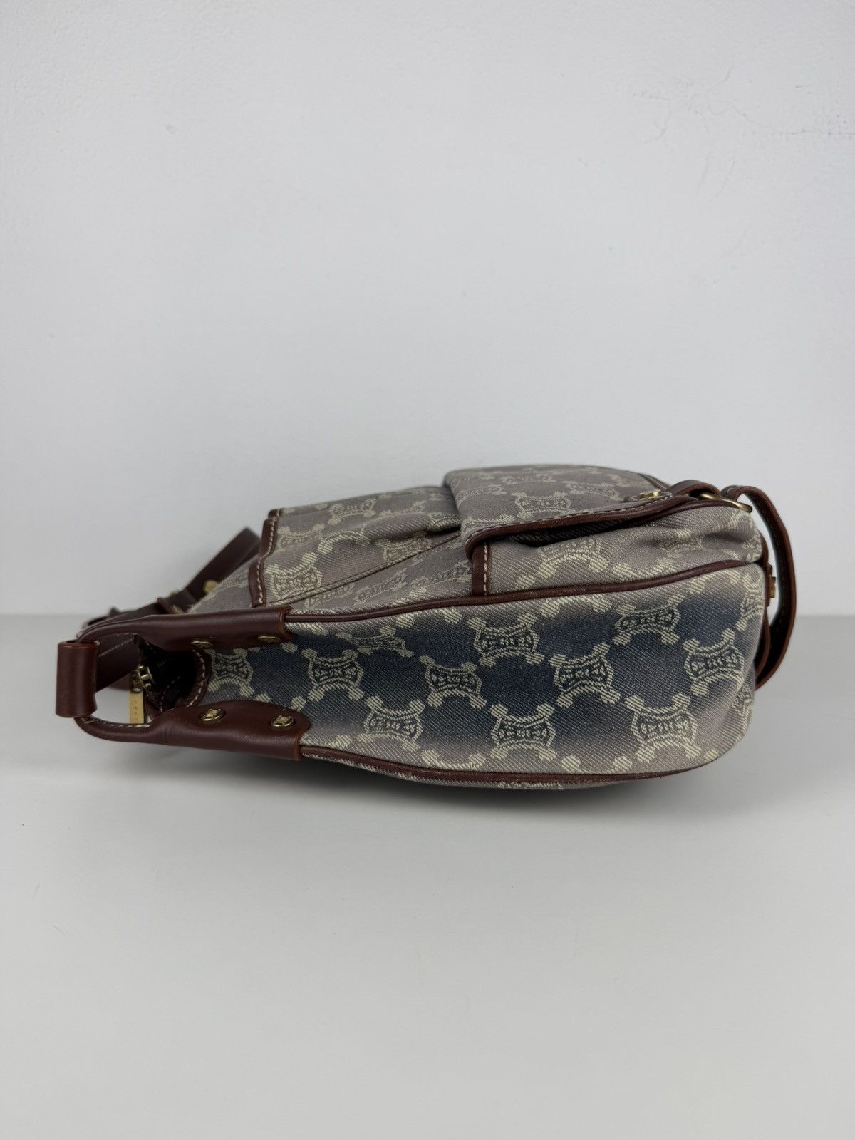 Celine macadam monogram denim shoulder/ crossbody bag