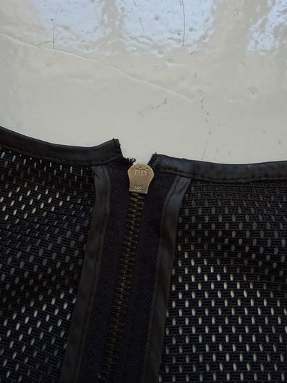 SS1999 Prada red tab back zip mesh top vest