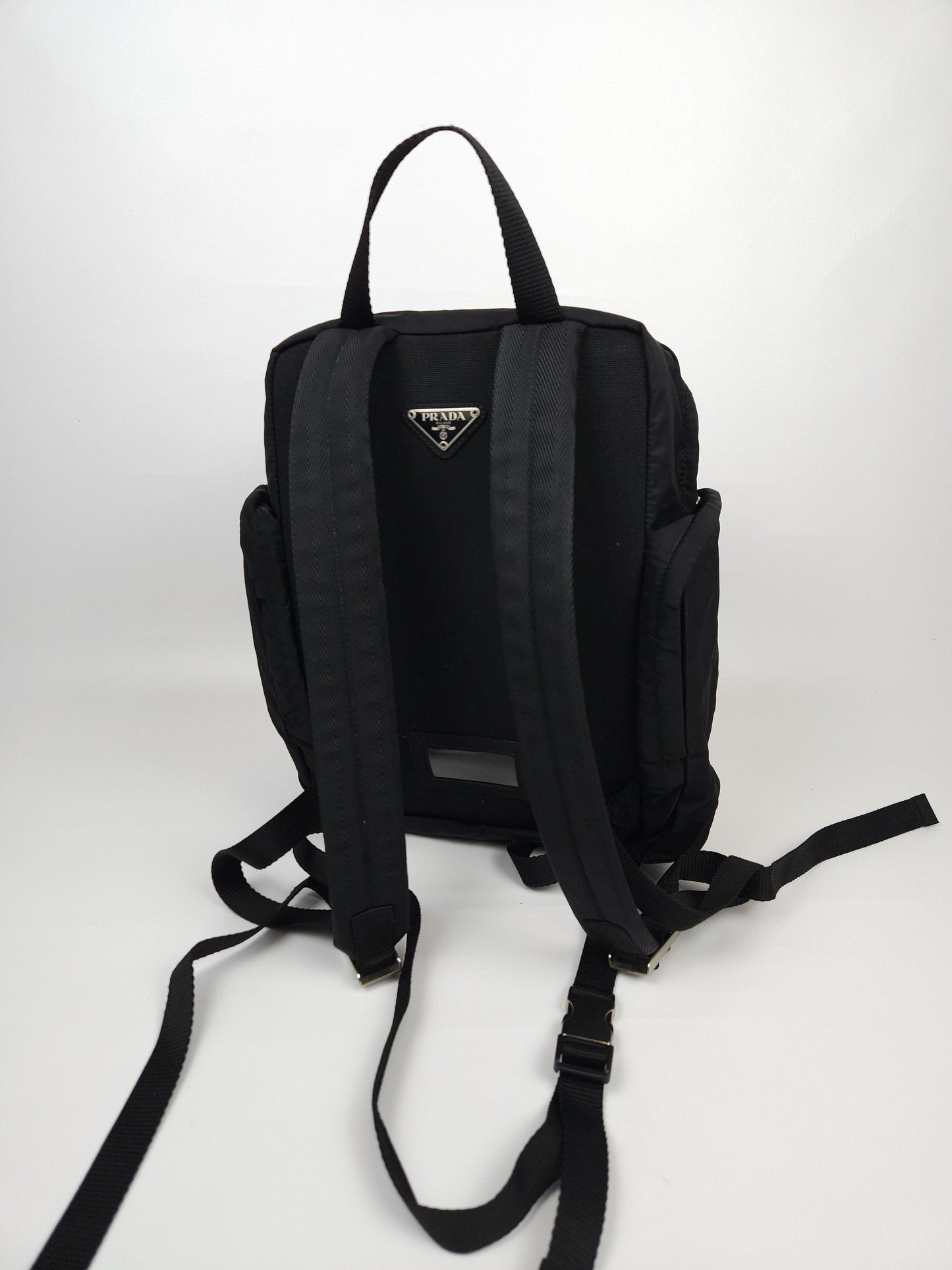 Prada triangle logo nylon multipocket backpack