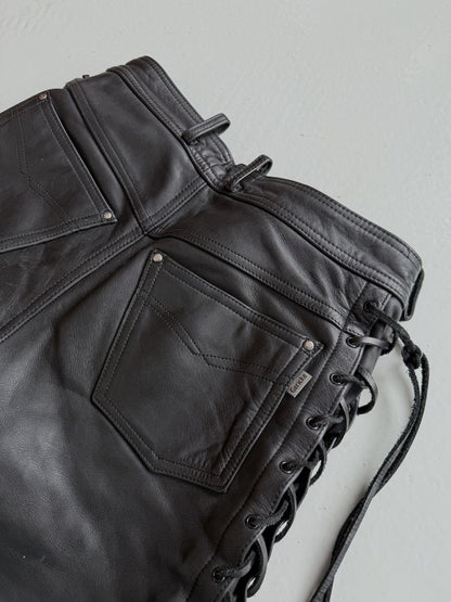 Vintage hein gericke lace up leather biker pants