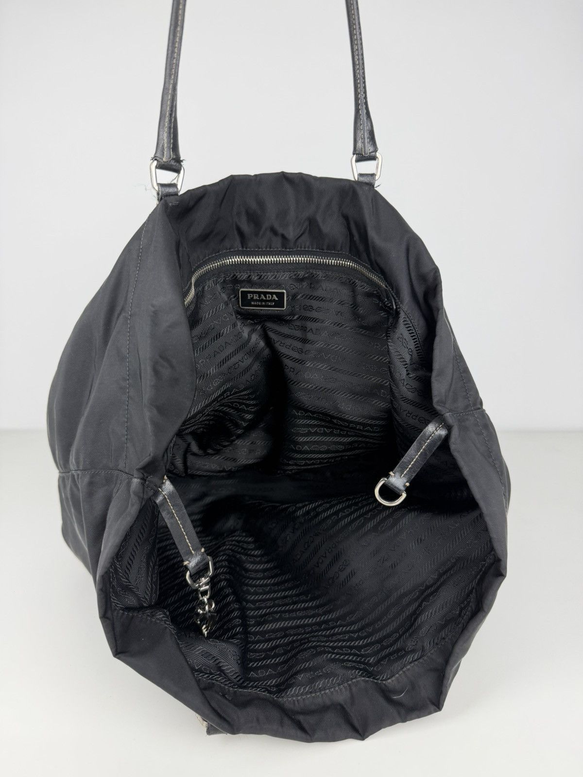 Prada tessuto nylon triangle logo tote bag