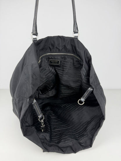 Prada tessuto nylon triangle logo tote bag