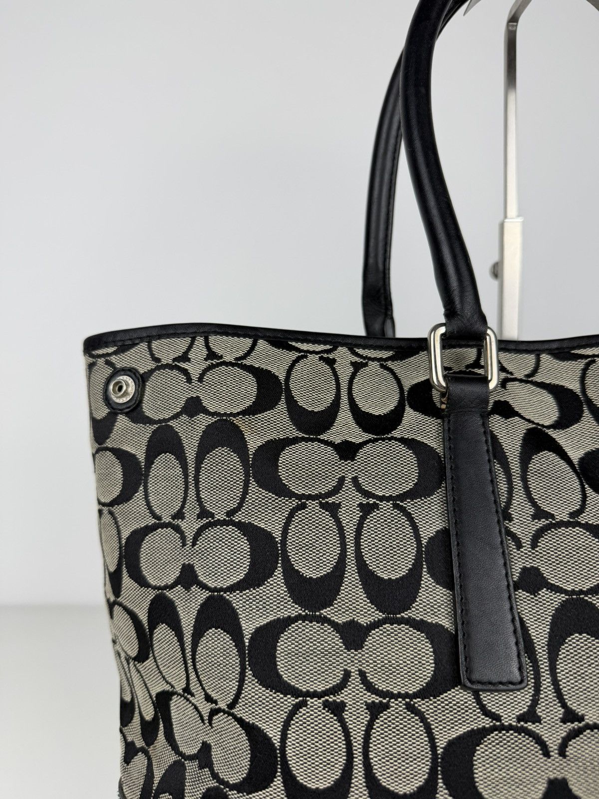 Coach signature leather and canvas tote bag