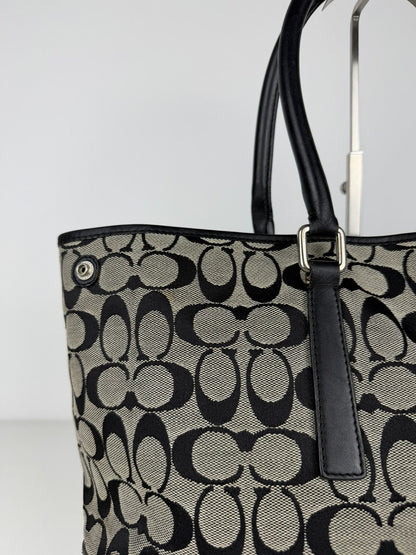 Coach signature leather and canvas tote bag