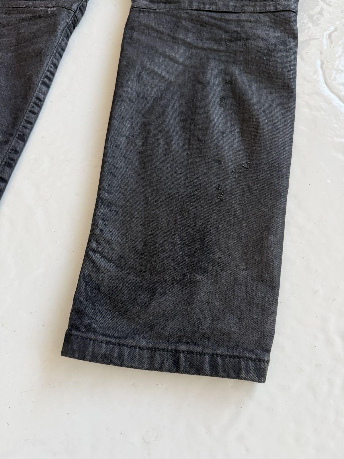 Philipp Plein born&raised distressed waxed biker denim