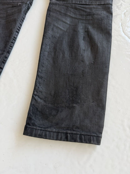 Philipp Plein born&raised distressed waxed biker denim