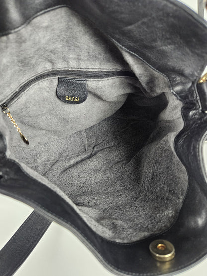 Vintage 80s gucci bamboo top handle calf leather handbag