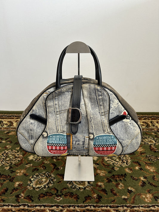 Vintage y2k Dior by John Galliano double saddle denim bowling bag