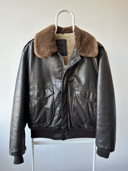 Vintage aviator shearling leather jacket