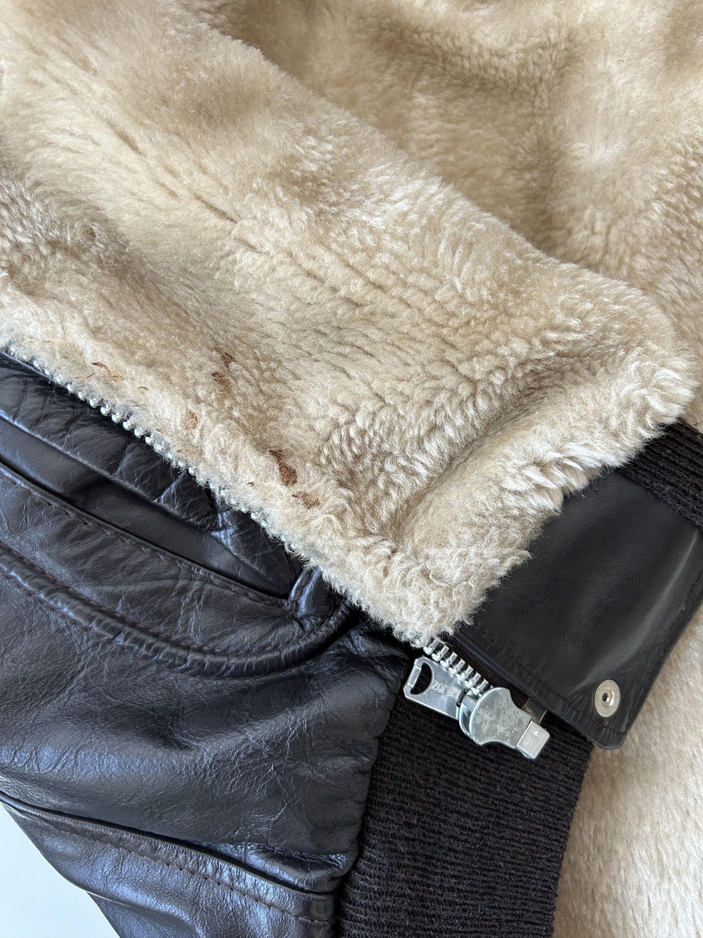 Vintage aviator shearling leather jacket