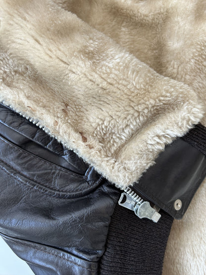 Vintage aviator shearling leather jacket