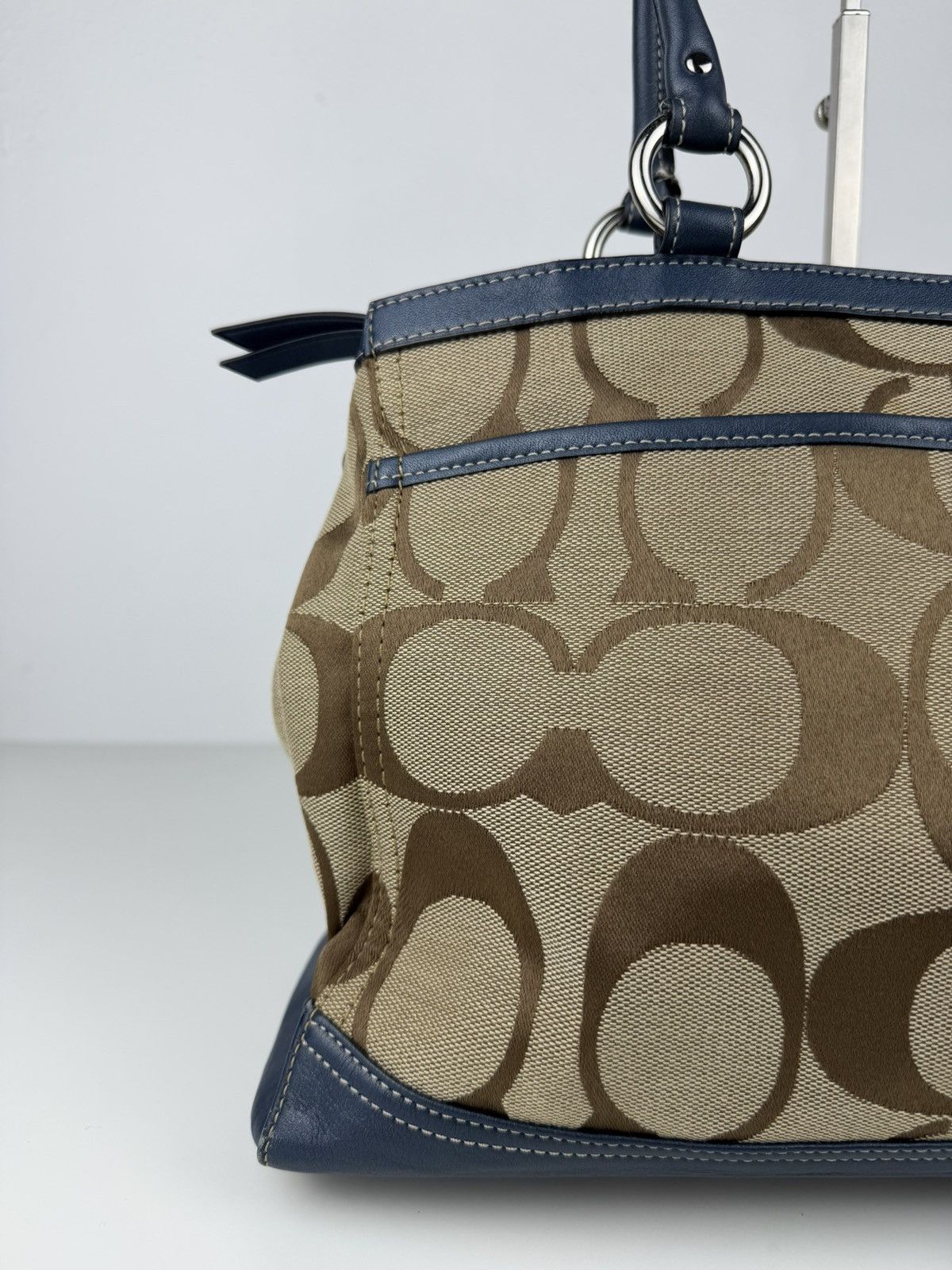 Coach park signature carryall canvas and leather tote