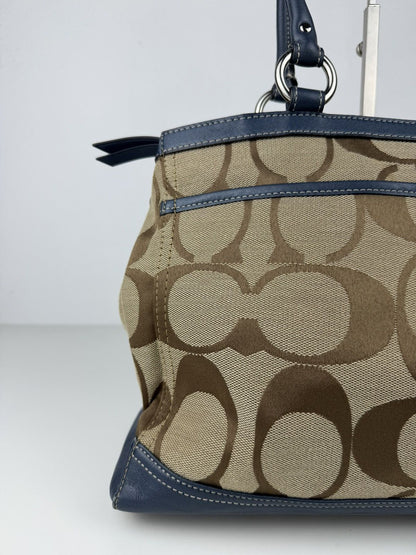 Coach park signature carryall canvas and leather tote