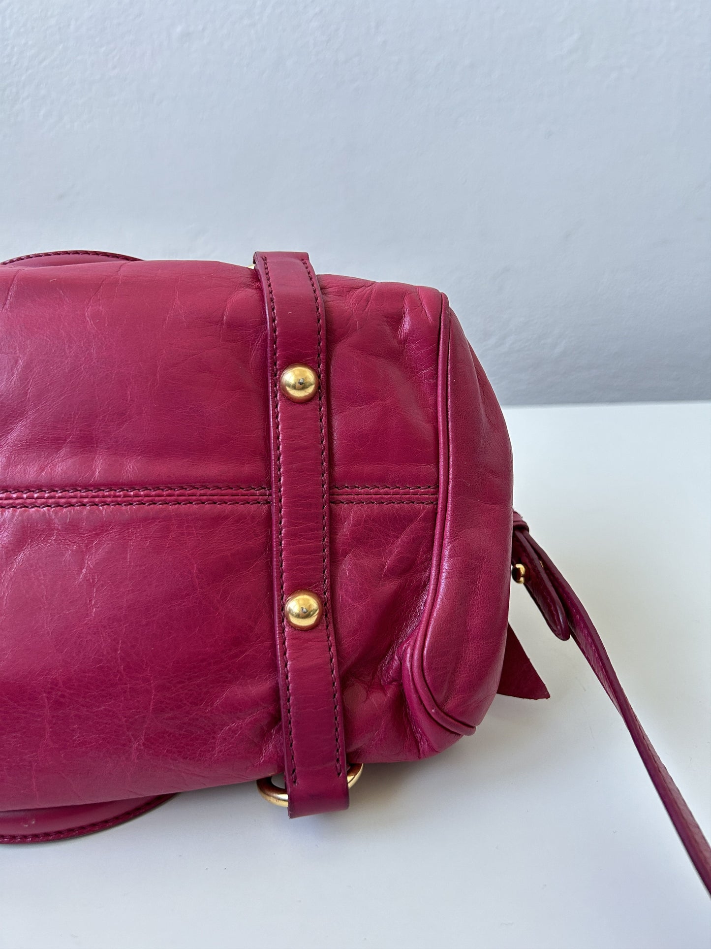 Vintage y2k miu miu vitello bow bag in pink