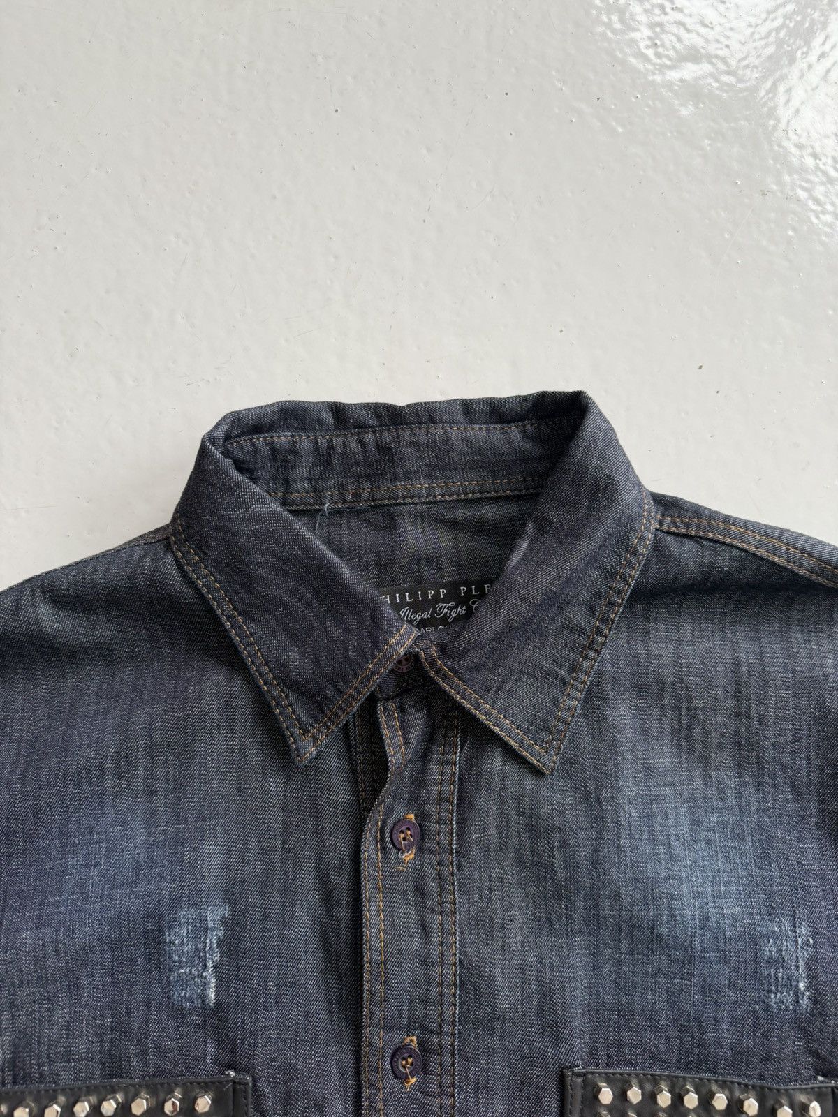 SS2016 Philipp Plein Marlon denim shirt Acapulco blue