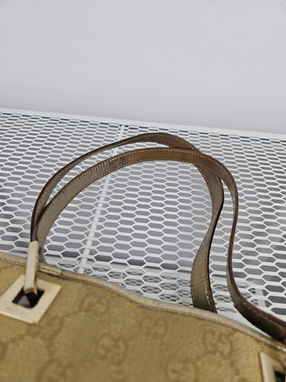Vintage y2k Gucci gg monogram canvas gold tote bag