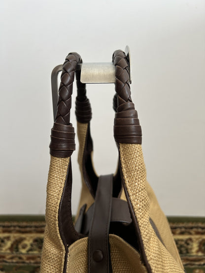 Bottega Veneta intrecciato leather hobo handbag in brown