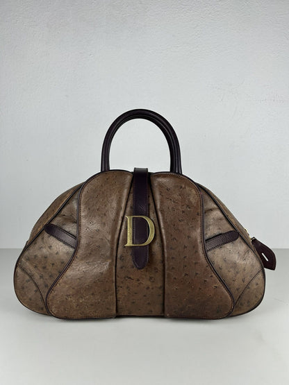 2000 Dior by John Galliano double saddle leather bowling bag