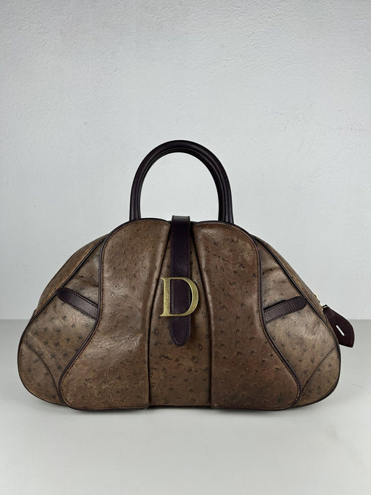 2000 Dior by John Galliano double saddle leather bowling bag