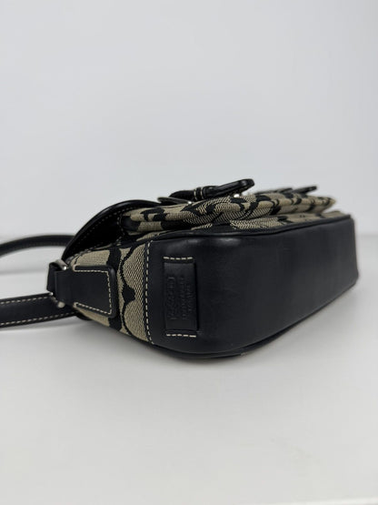 Coach signature leather and canvas shoulder/ crossbody bag