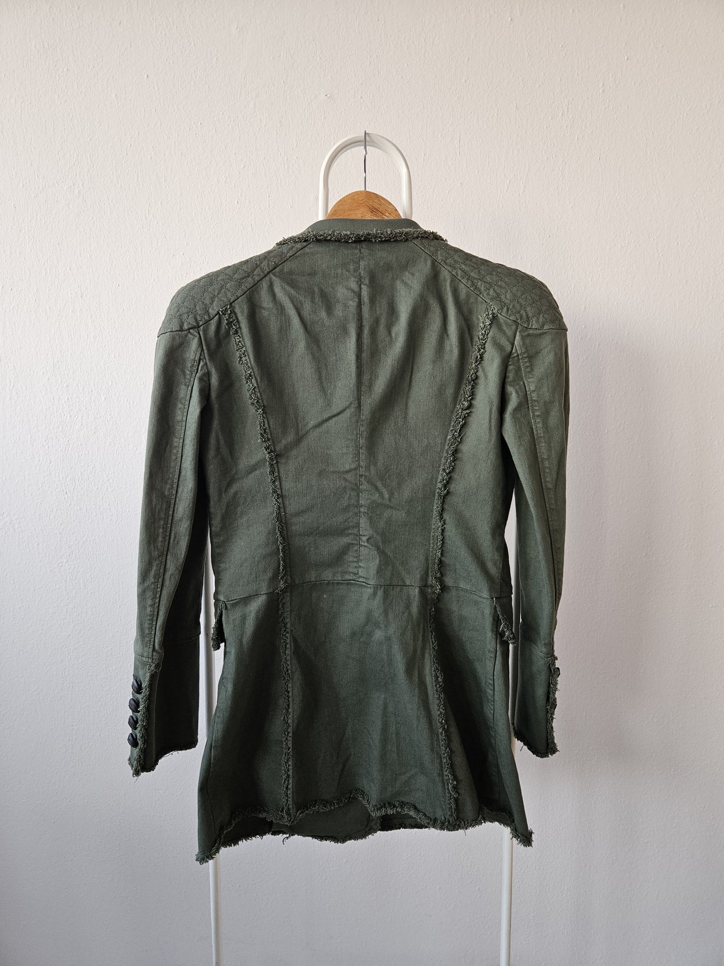 Pierre Balmain raw edge double breasted napoleon coat