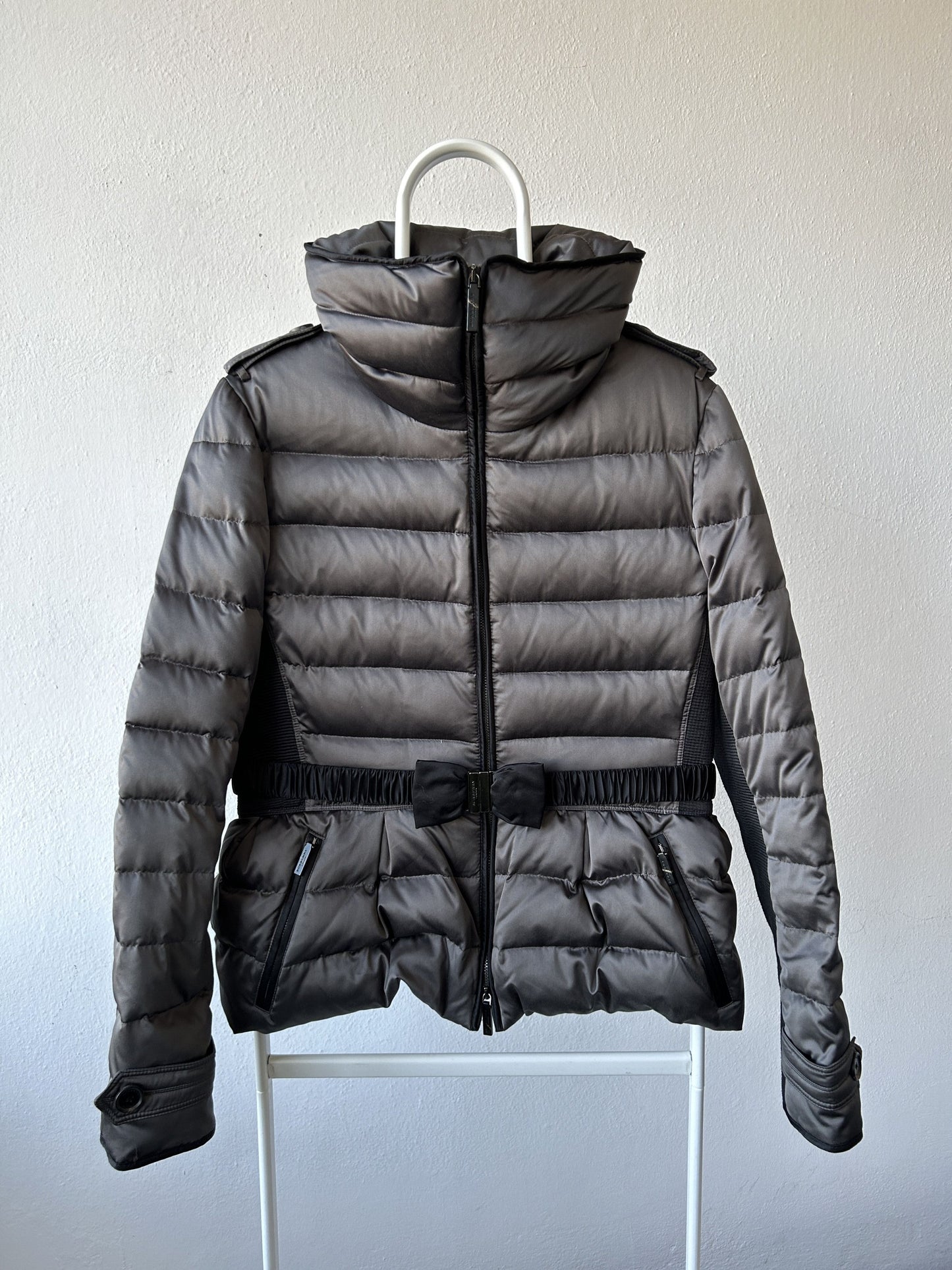Burberry high collar belted short puffer jacket