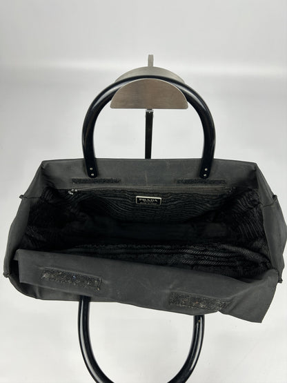 Vintage y2k prada nylon triangle logo plastic handle bag