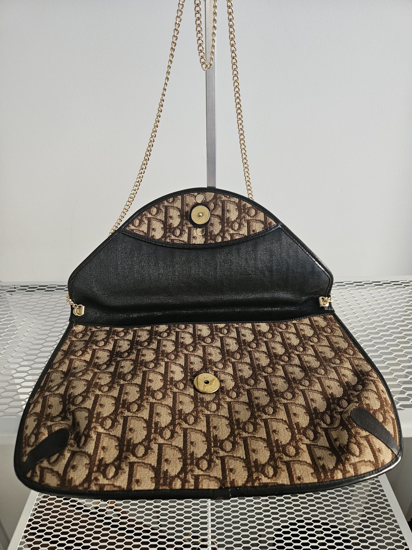 Vintage 80s Dior trotter chain flap shoulder/ crossbody bag