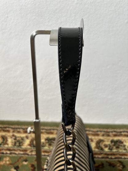 Y2k Fendi buckle striped velvet and ponyhair handbag