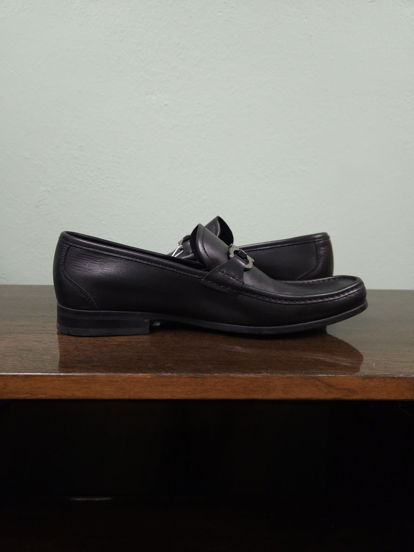 Salvatore Ferragamo gancini black leather loafers
