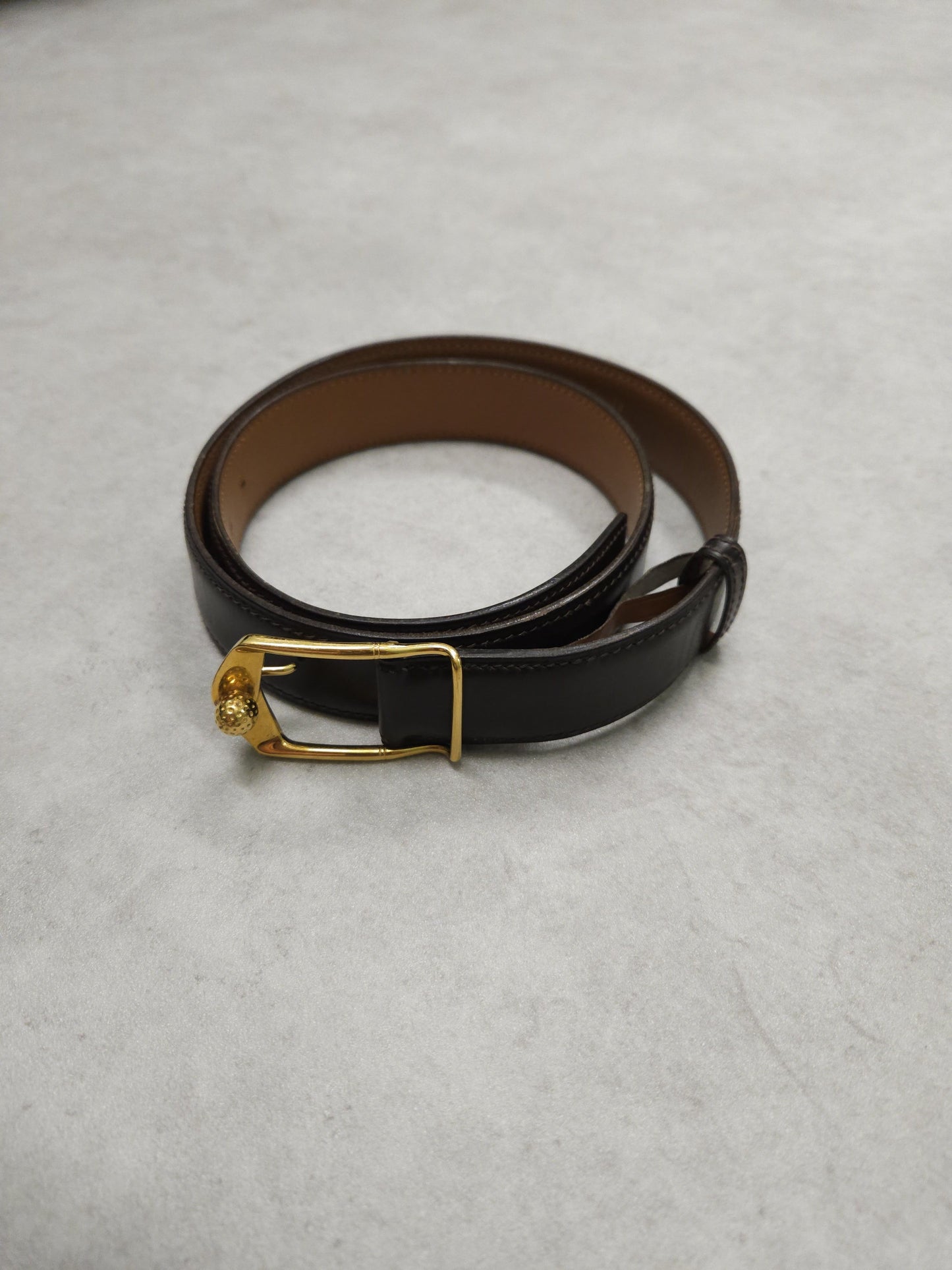 Vintage 1978 Hermes dark brown leather belt