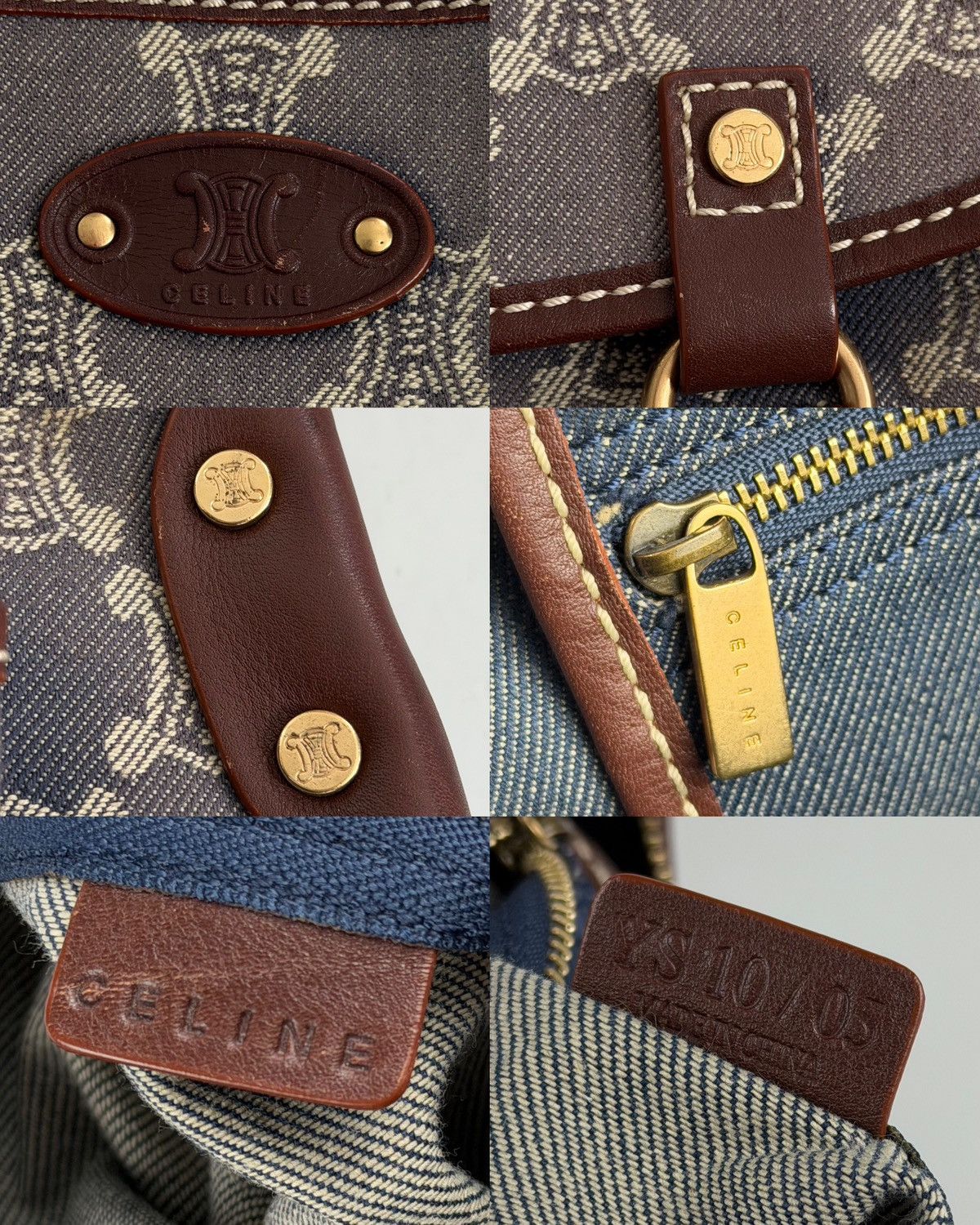 Celine macadam monogram denim shoulder/ crossbody bag