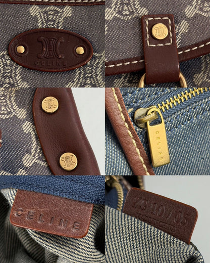 Celine macadam monogram denim shoulder/ crossbody bag