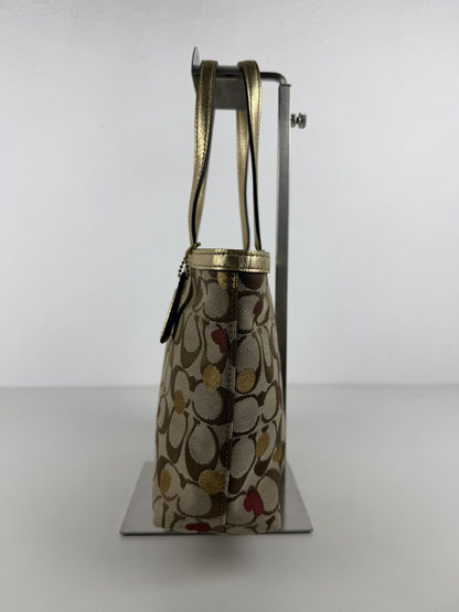 Coach signature canvas heart and polka dot tote bag
