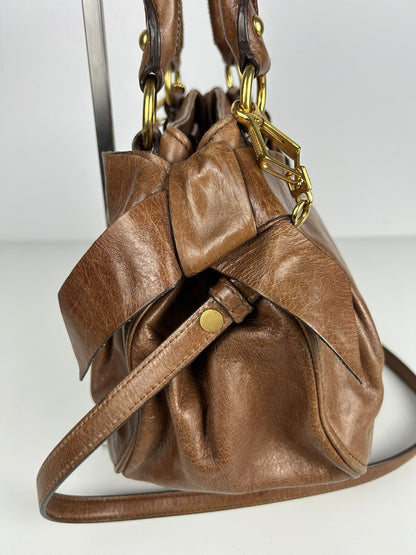 Miu miu mini bow bag in brown