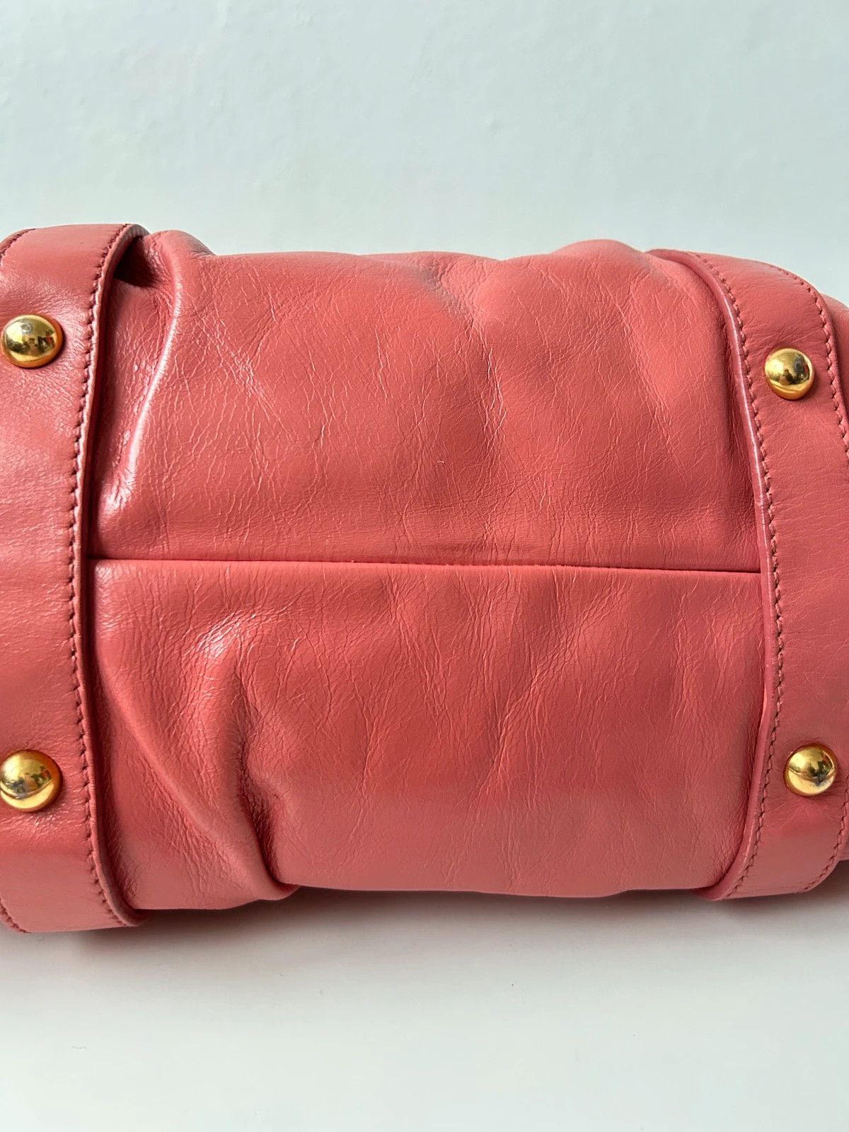 Miu miu vitello bauletto aperto handbag in coral pink