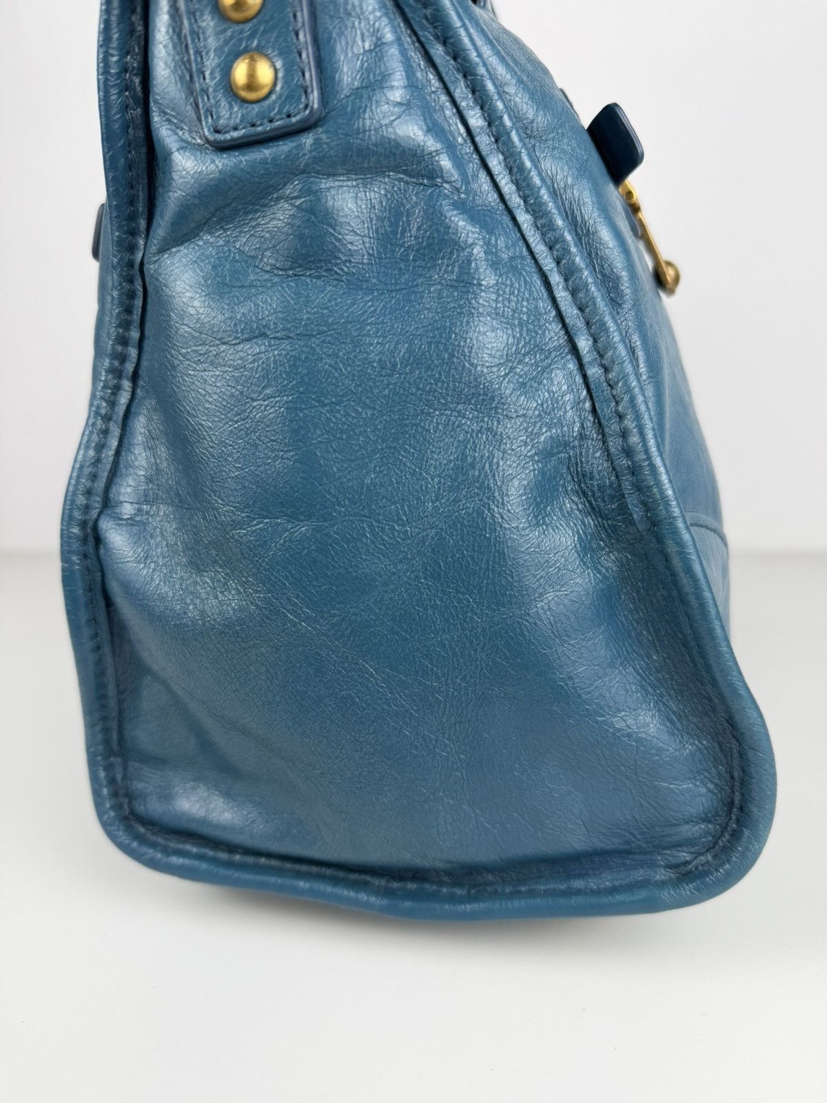 Miu miu vitello lux top zip handbag in turquoise
