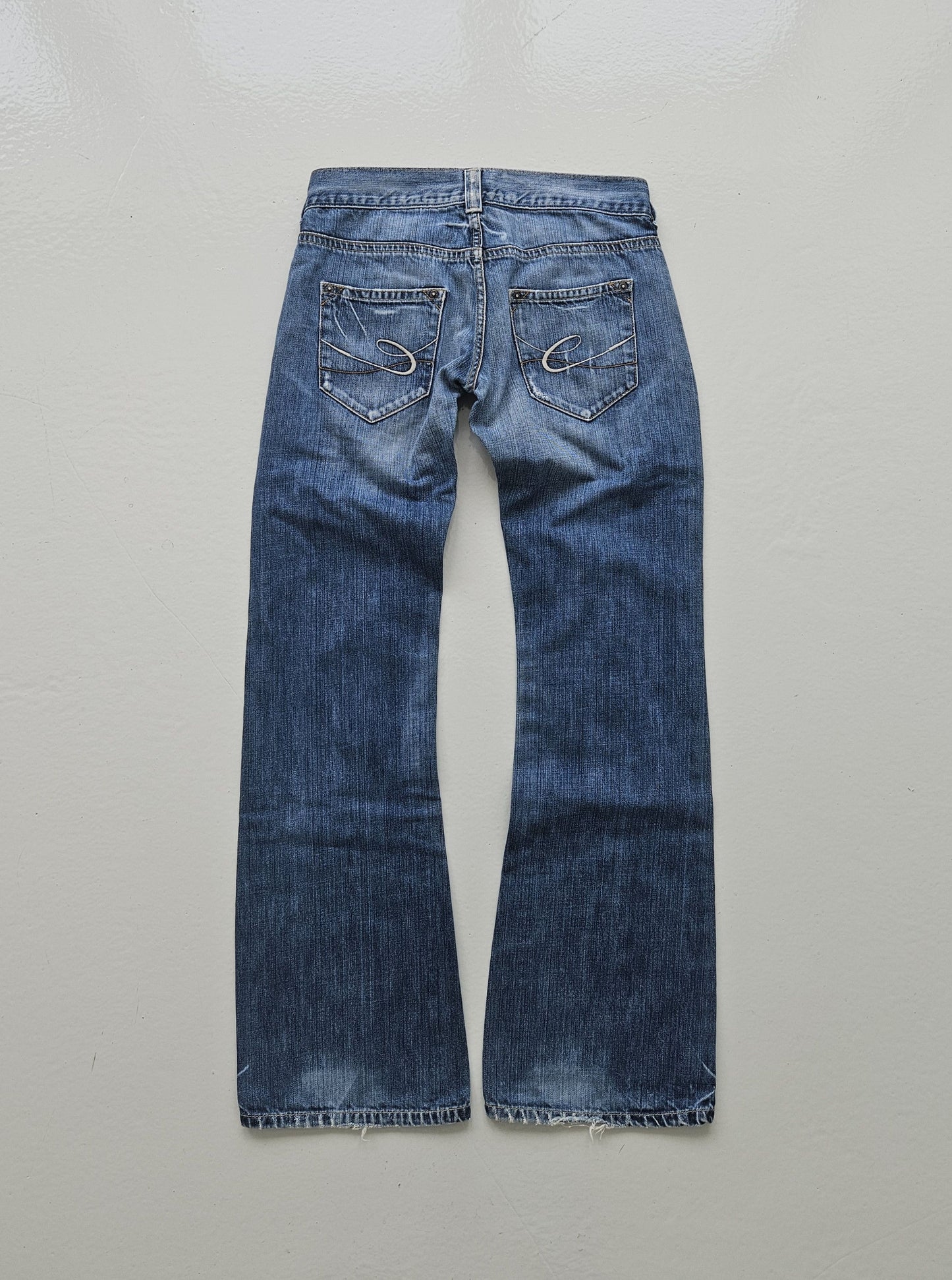 Vintage distressed bootcut low waisted denim