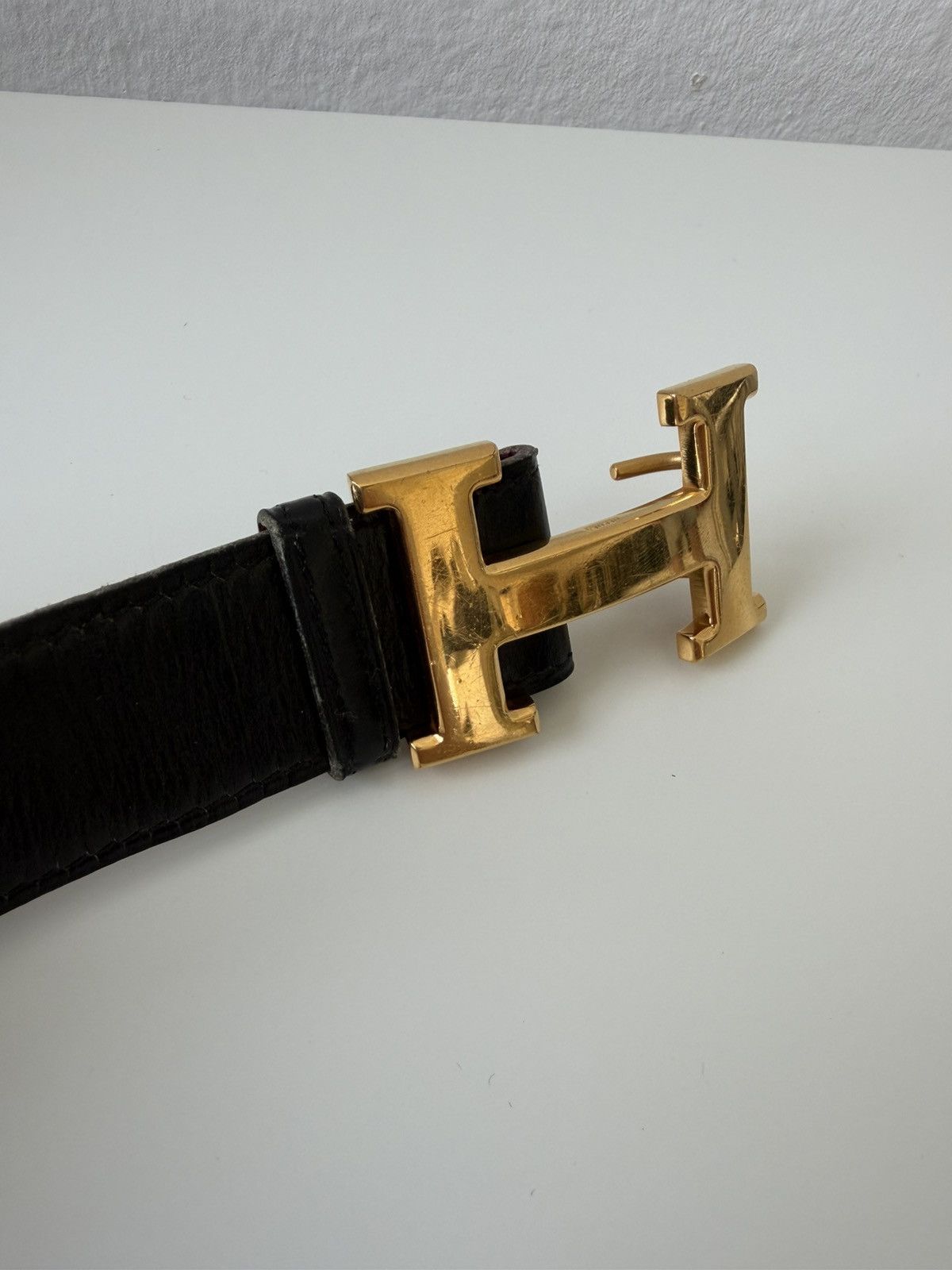 Vintage 1981 Hermes Constance leather belt with H-buckle