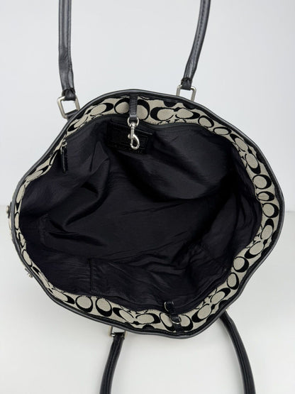 Coach signature leather and canvas tote bag