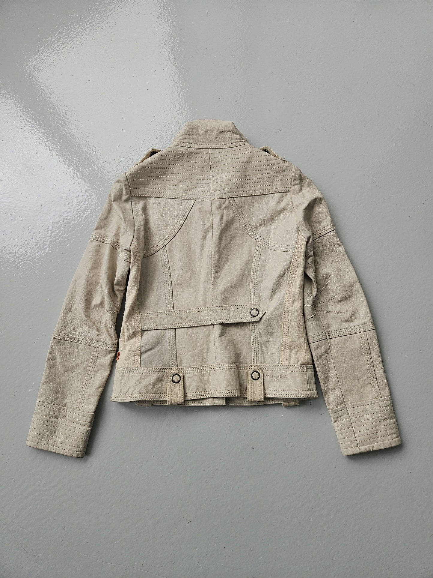 Archive y2k multipocket high collar leather jacket