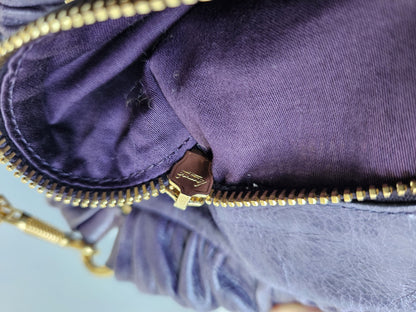 Miu miu vitello bauletto aperto gathered leather handbag