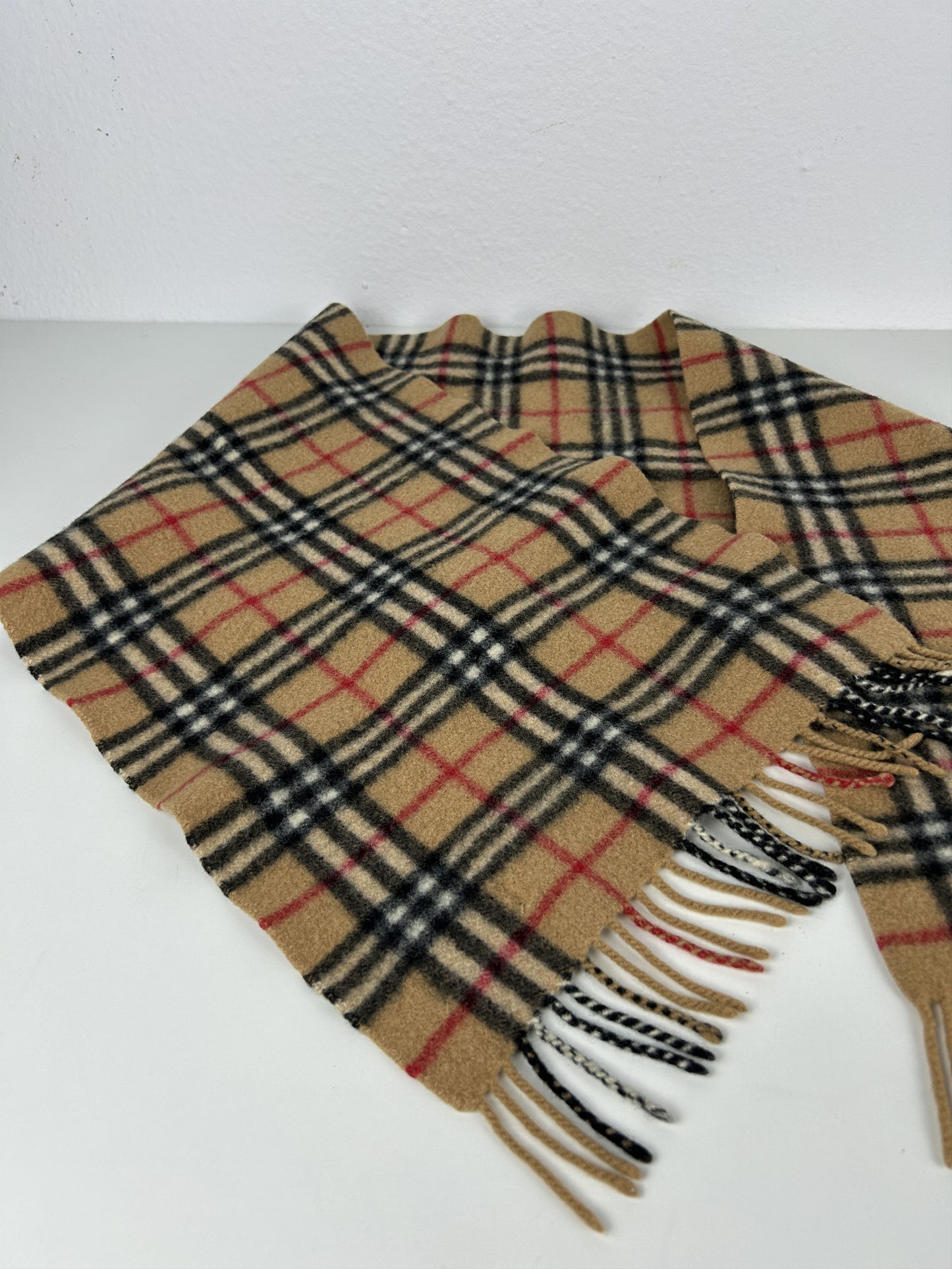 Vintage Burberry nova check wool and cashmere scarf