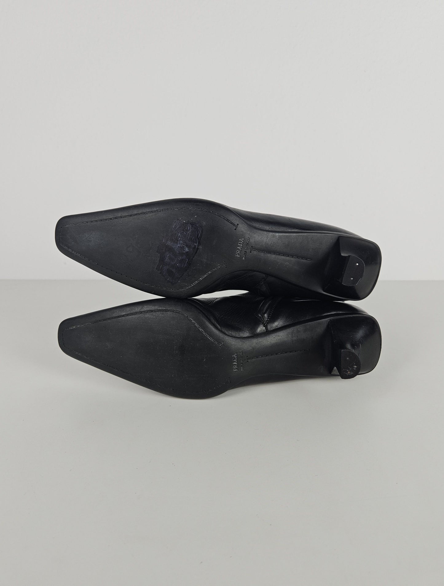 Archive Prada lamb leather kitten heel buckled ankle boots