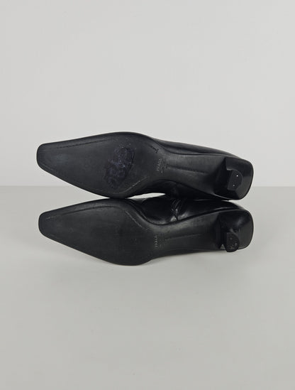 Archive Prada lamb leather kitten heel buckled ankle boots