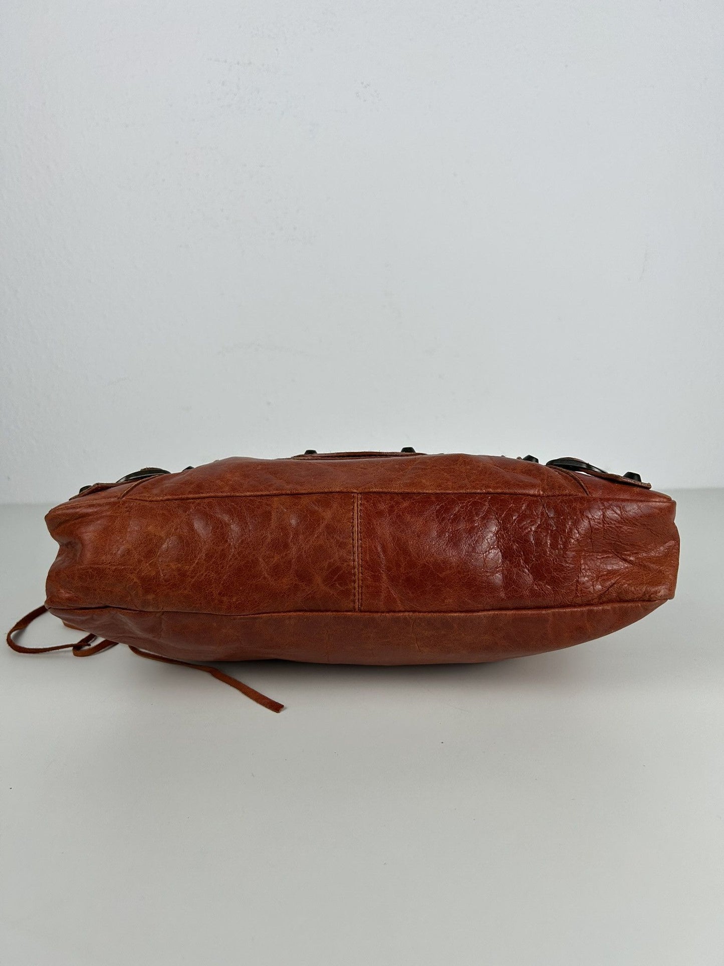 Balenciaga first bag in burnt red