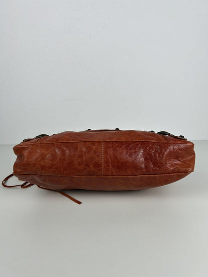 Balenciaga first bag in burnt red