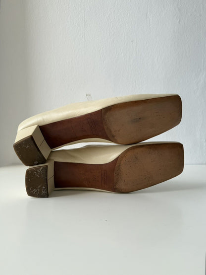 Vintage Louis Vuitton square toe block heel flats