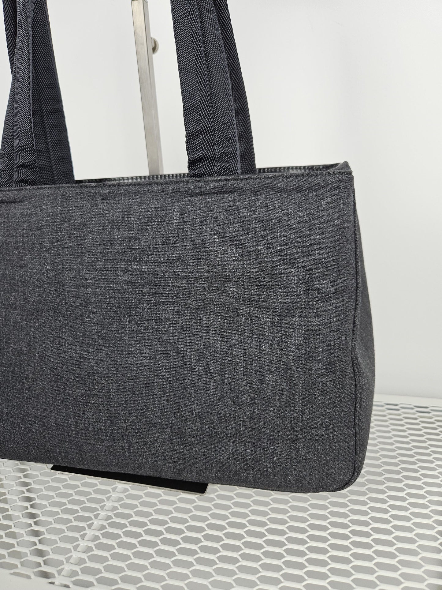 Archive AW1999 prada sport black tab wool and nylon tote bag